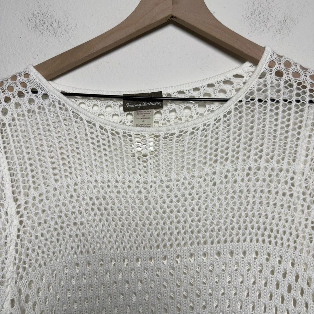 Tommy‎ Bahama Women Linen Cotton Swim Coverup Dress Crochet Fringe Beach Resort